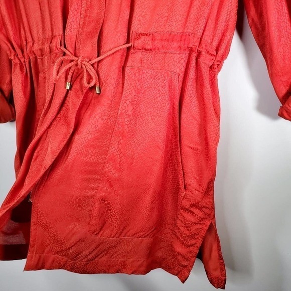 Chico's Snakeskin Print Tie Waist Tunic Red Orange Size 1 / Medium - Picture 5 of 12